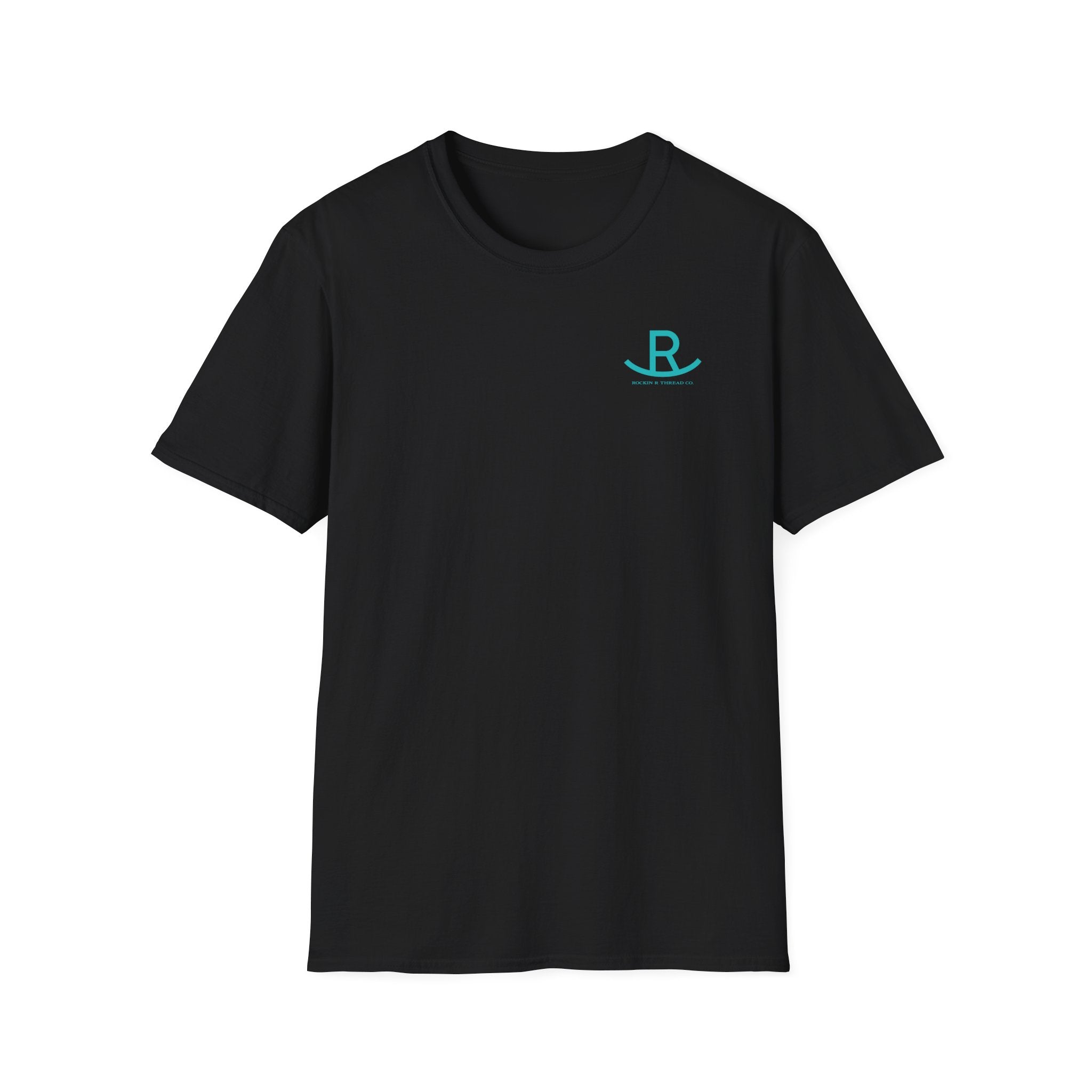 Rockin' R Logo T-Shirt — Teal Chest & Back Graphic