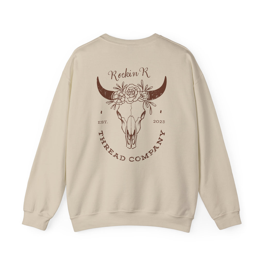 Cow Skull Floral Sweatshirt — Rockin' R Thread Company Crewneck