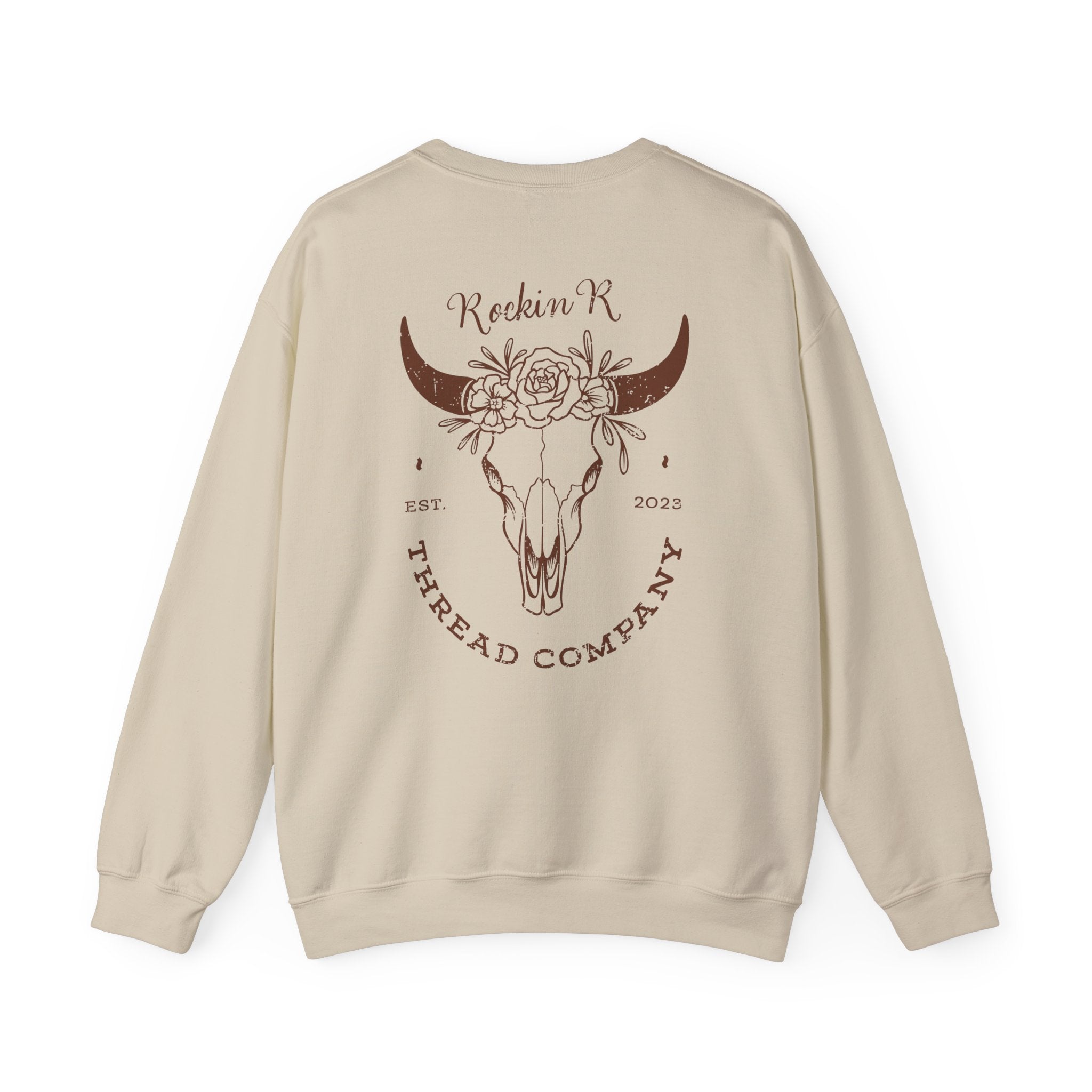 Cow Skull Floral Sweatshirt — Rockin' R Thread Company Crewneck