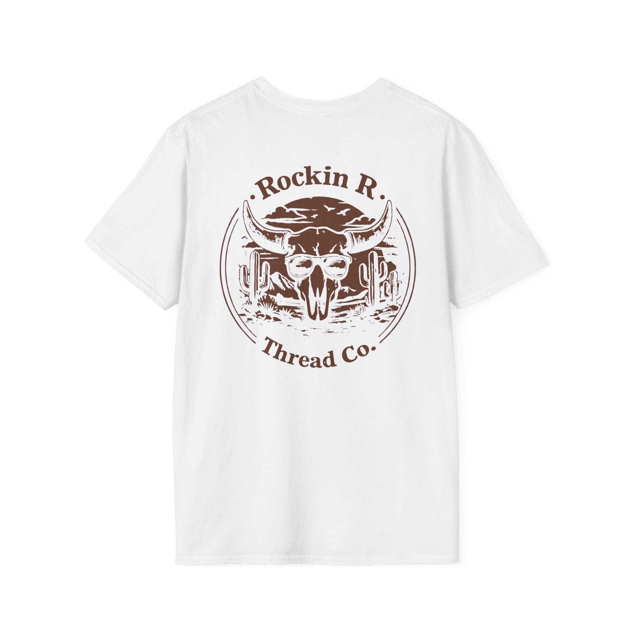 Cow Skull Desert Logo T‑Shirt — "Rockin R. Thread Co." Western Graphic Tee