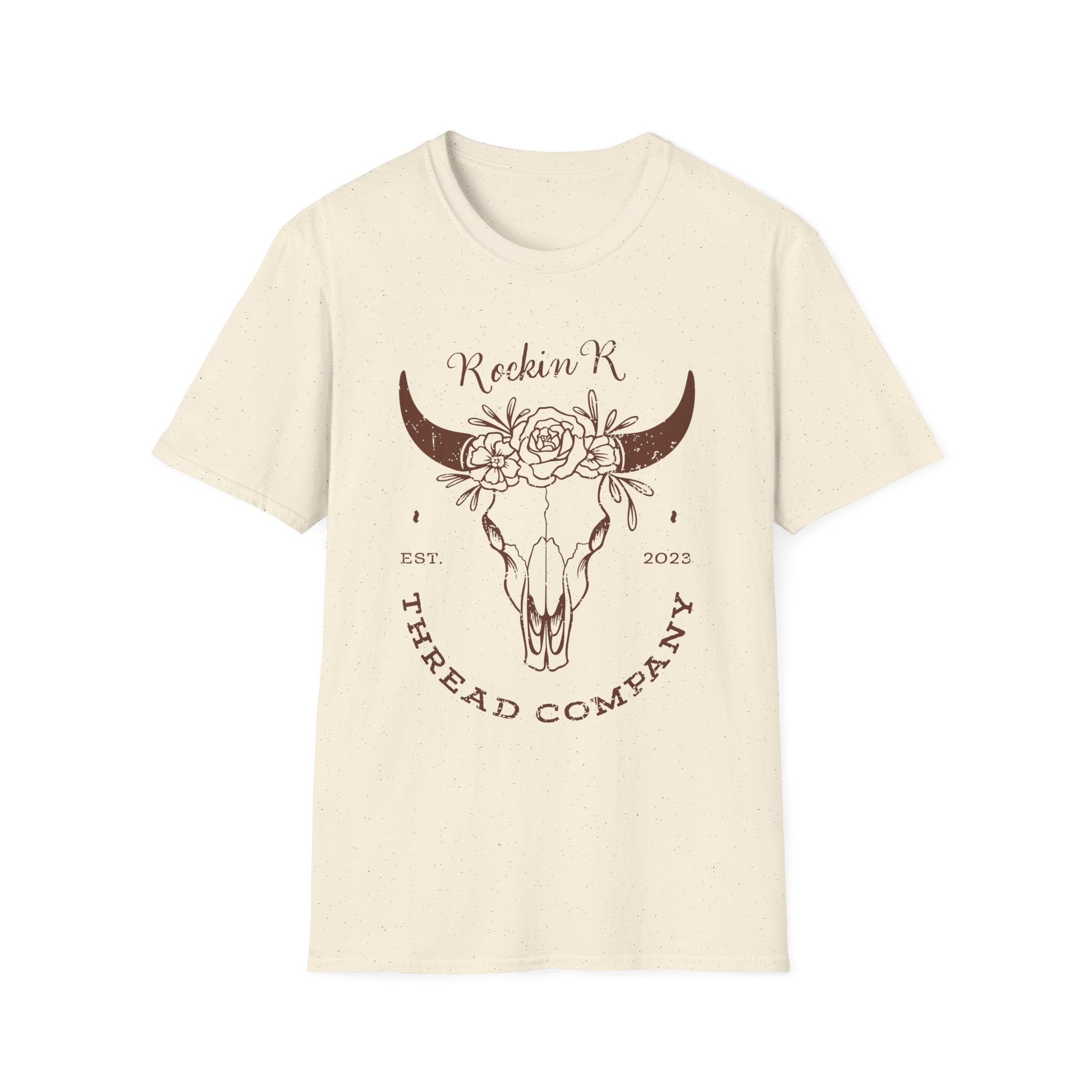 Cow Skull Floral T-Shirt — "Rockin R Thread Company" Vintage Western Graphic Tee