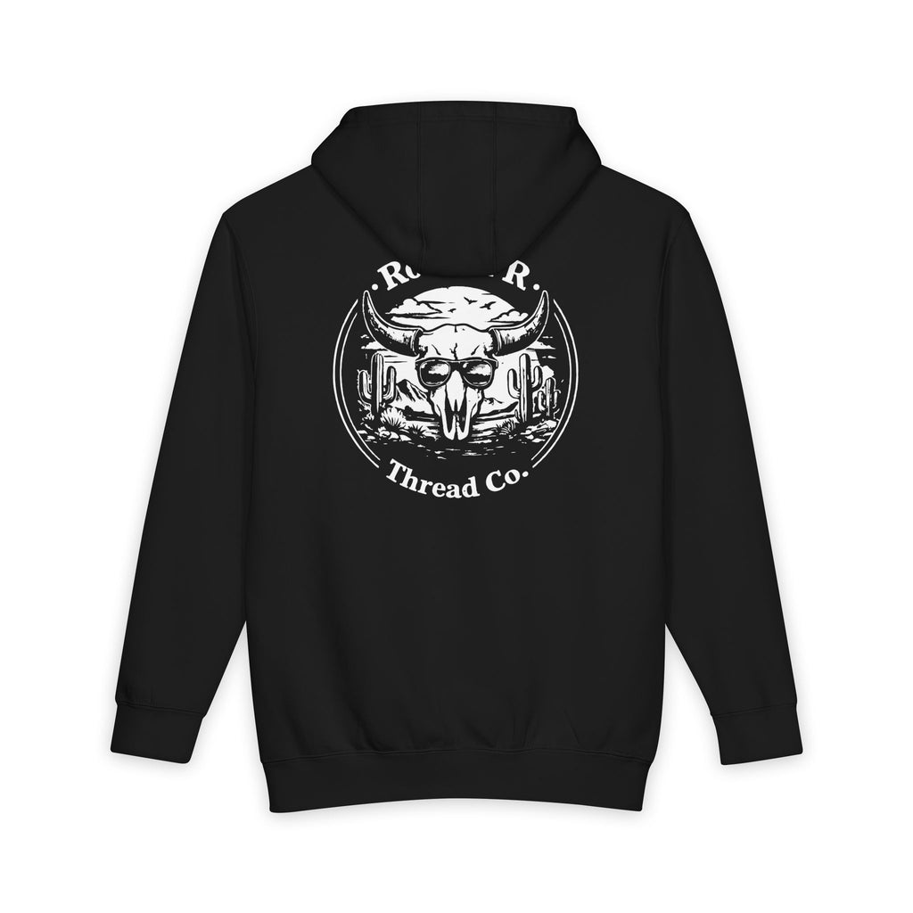 Hoodie — Desert Bull Skull “R.R. Thread Co.” Pullover (Vintage Western Graphic)