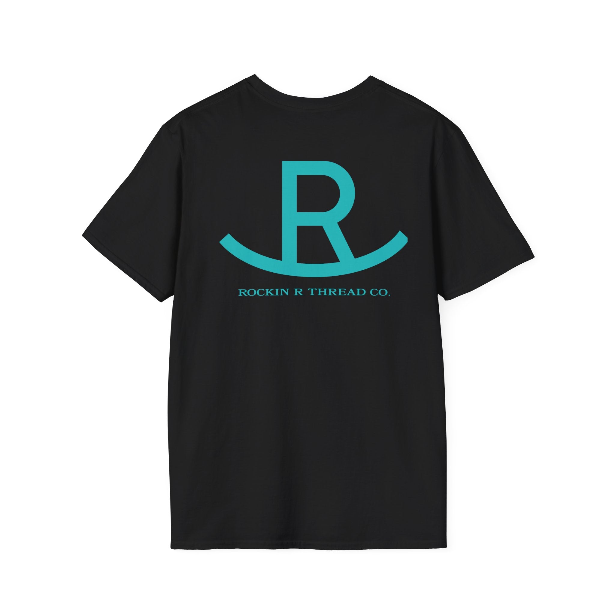 Rockin' R Logo T-Shirt — Teal Chest & Back Graphic