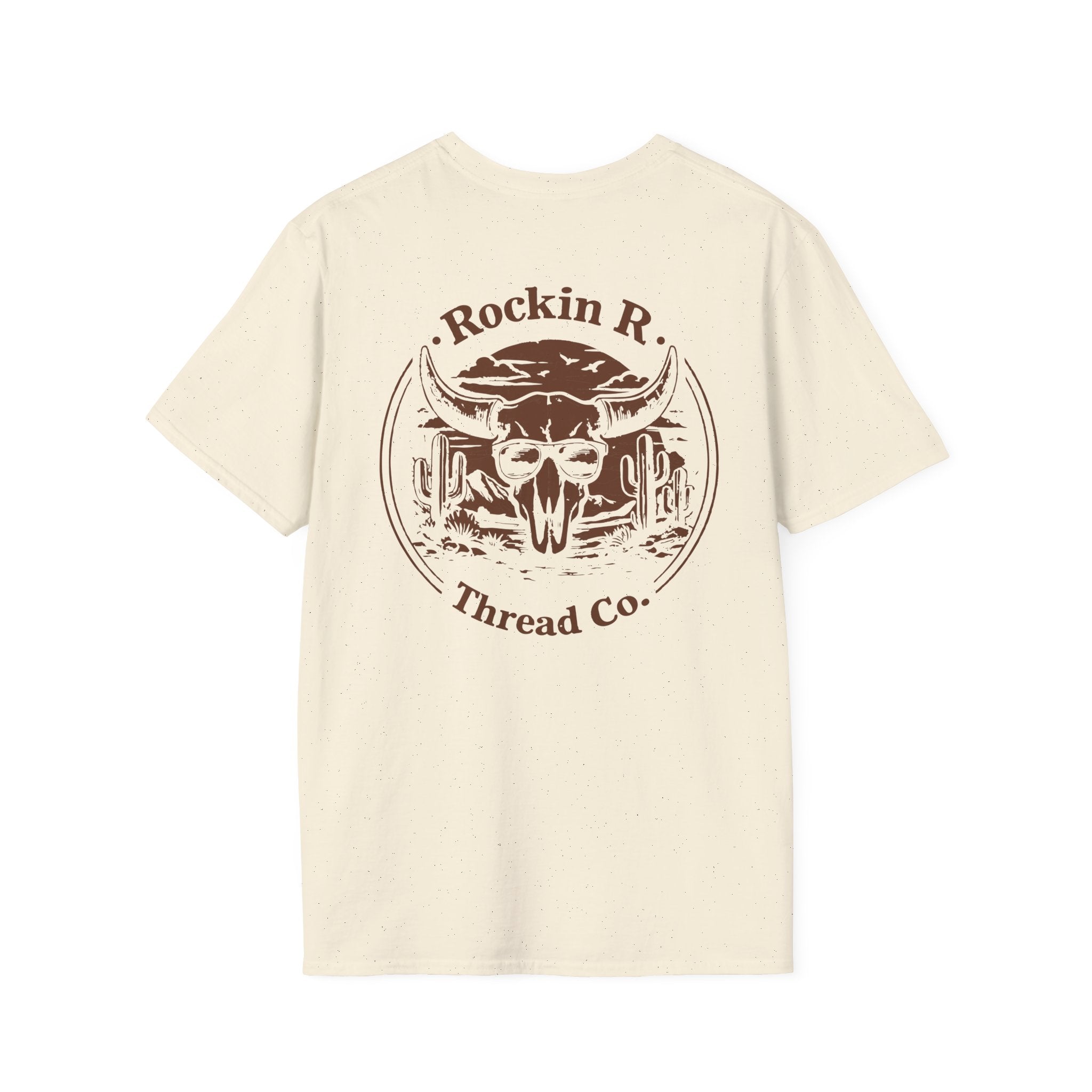 Cow Skull Desert Logo T‑Shirt — "Rockin R. Thread Co." Western Graphic Tee